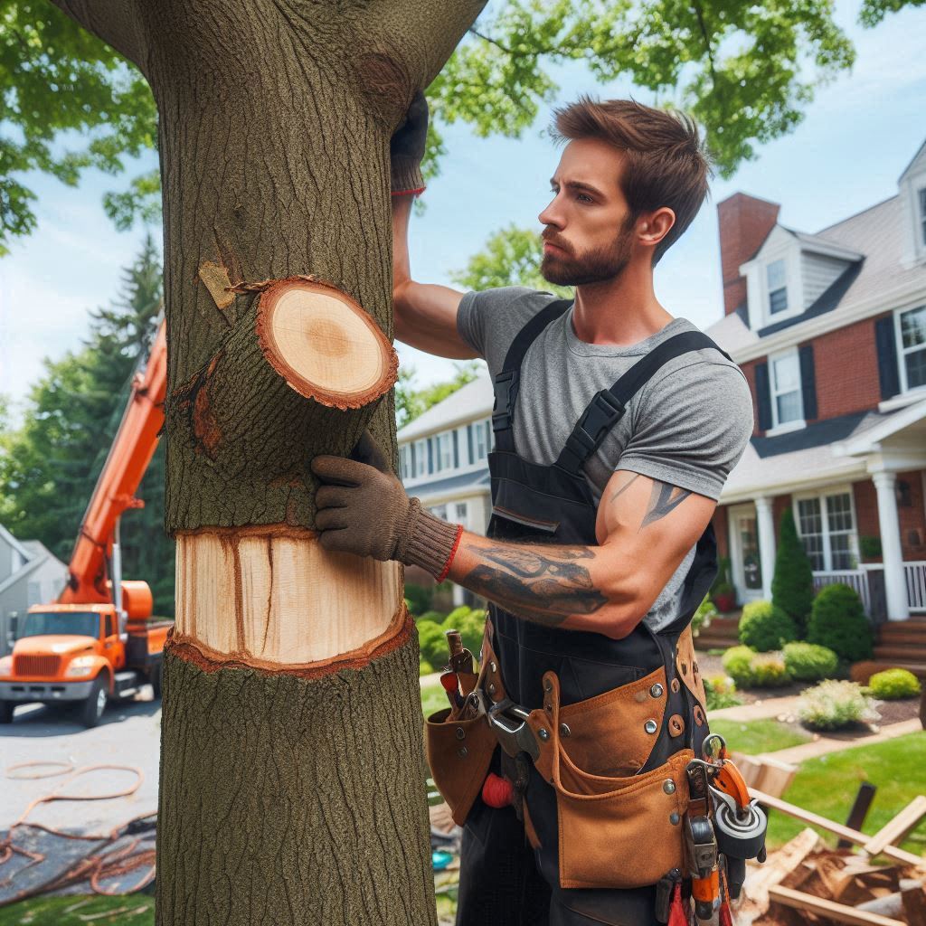 Virginia Homeowner's Tree Maintenance Guide Tree removal expert performing maintenance on a typical Virginia home's trees